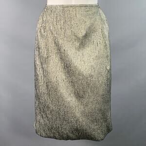 DRIES VAN NOTEN Size 4 Black Silver Silk Blend Pleated Below Knee Skirt